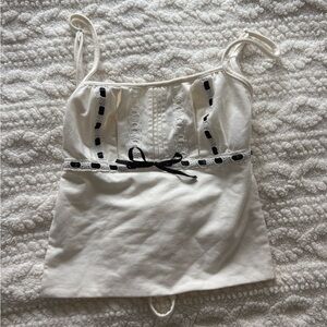 Edikted White Open Back Top with Black Ribbon Details